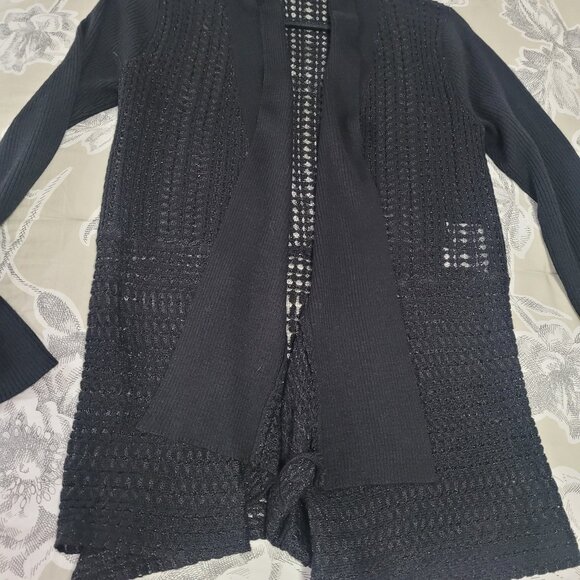 Jones New York Wool Blend Dressy Black Open Cardigan Size Small EUC - Picture 3 of 9